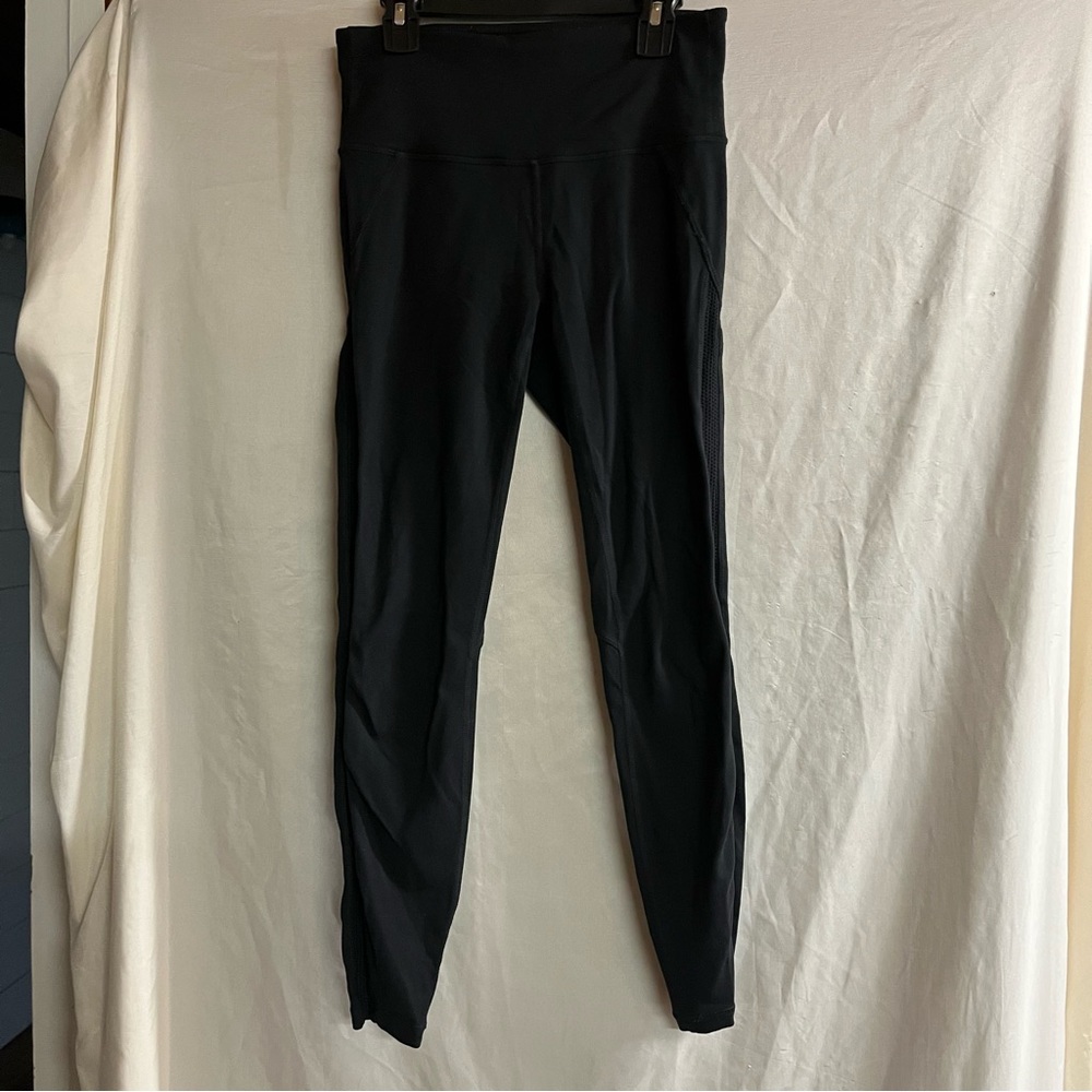 Athleta Solid Stretch High Rise Mesh Chat Black Leggings 591346 Size XS